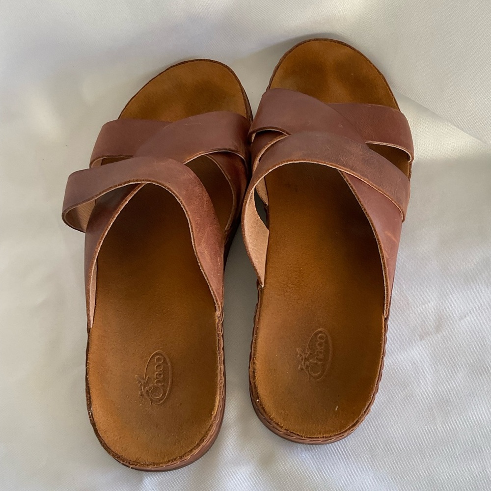 Chaco Women's Wayfarer Brown Leather Slide Sandal Size 10